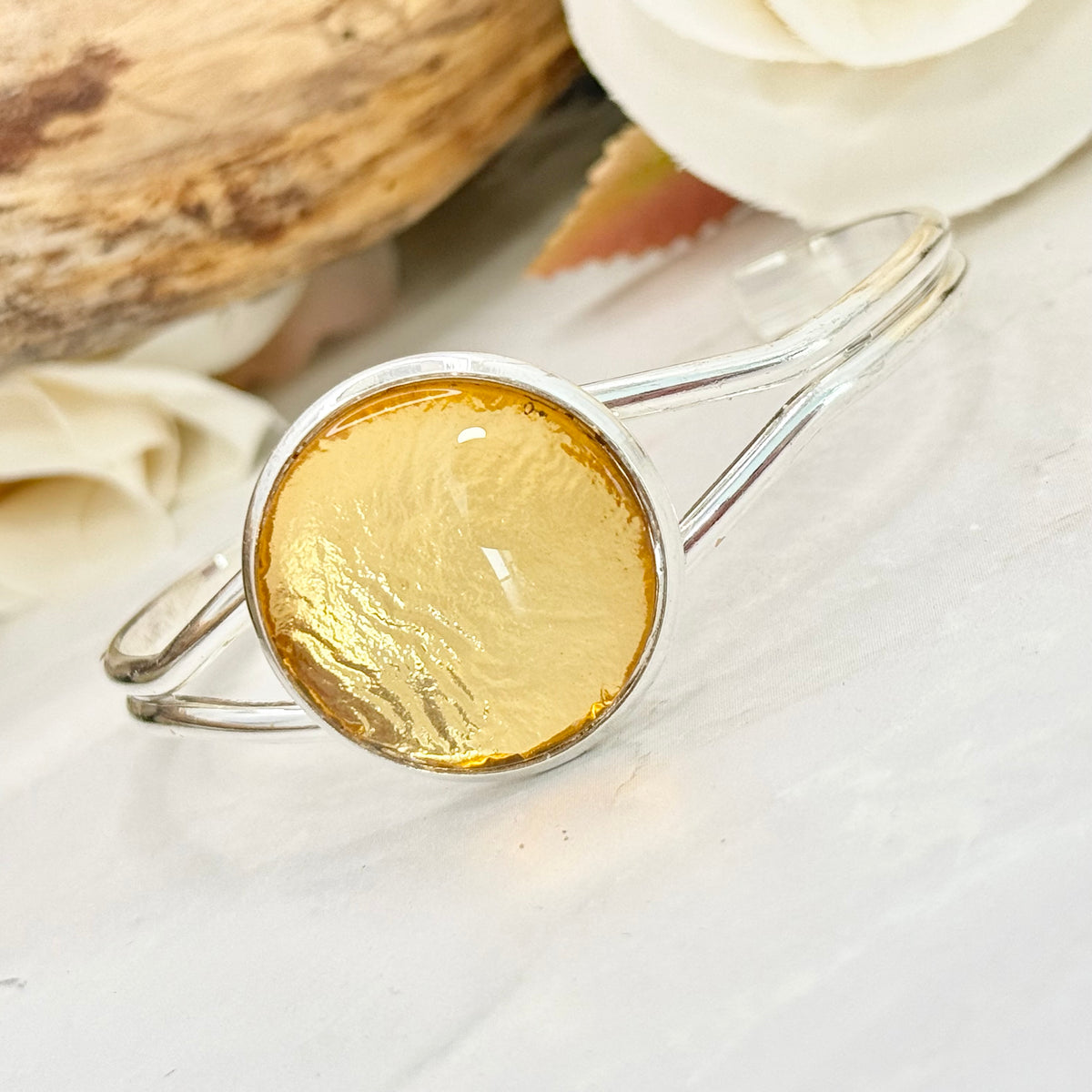 Gold 50th Anniversary Bangle Bracelet Handmade