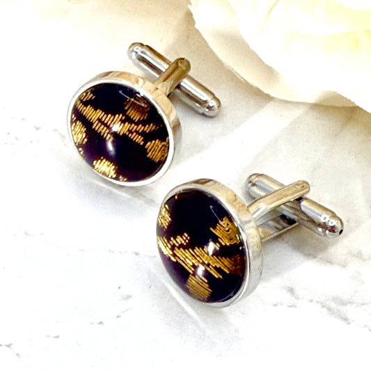 Silk 12th Anniversary Cufflinks Handmade