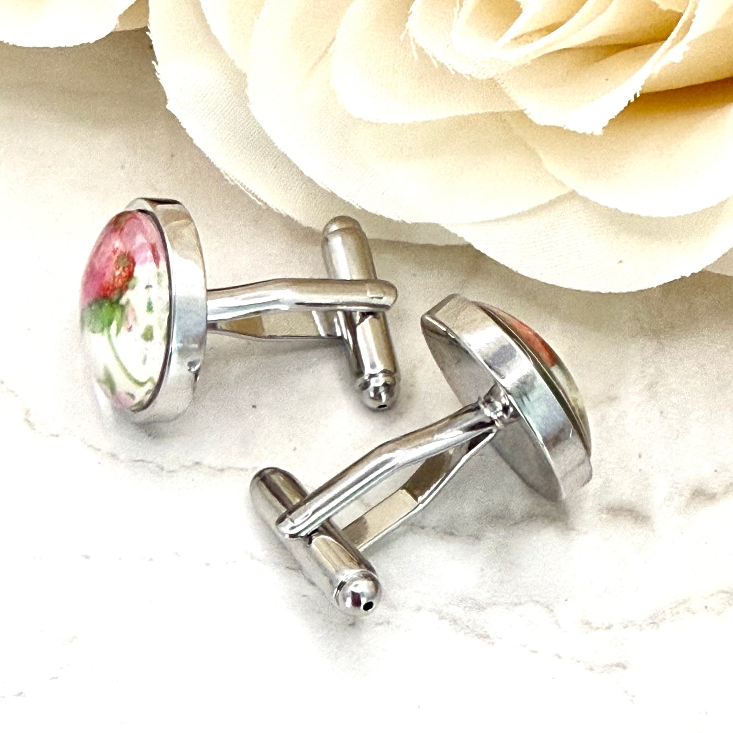 Fruit & Flower 4th Anniversary Cufflinks Handmade