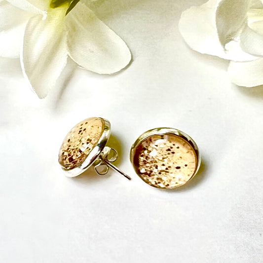 Golden Glow Silver Plated Stud Earrings Handmade