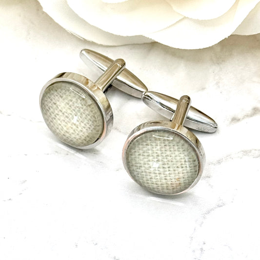 Linen 8th Anniversary Cufflinks Handmade