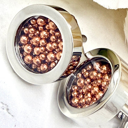 7th Wedding Anniversary Cufflinks – Filled with Pure Copper Balls | Luxury Copper Gift for Him