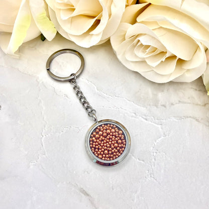 7th Wedding Anniversary Keyring – Filled with Pure Copper Balls | Elegant Copper Gift for Him or Her