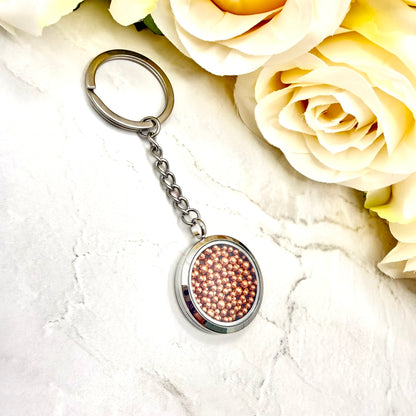 7th Wedding Anniversary Keyring – Filled with Pure Copper Balls | Elegant Copper Gift for Him or Her