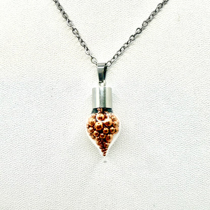 7th Wedding Anniversary Pendant – Glass Drop Filled with Copper Balls | Romantic Copper Necklace