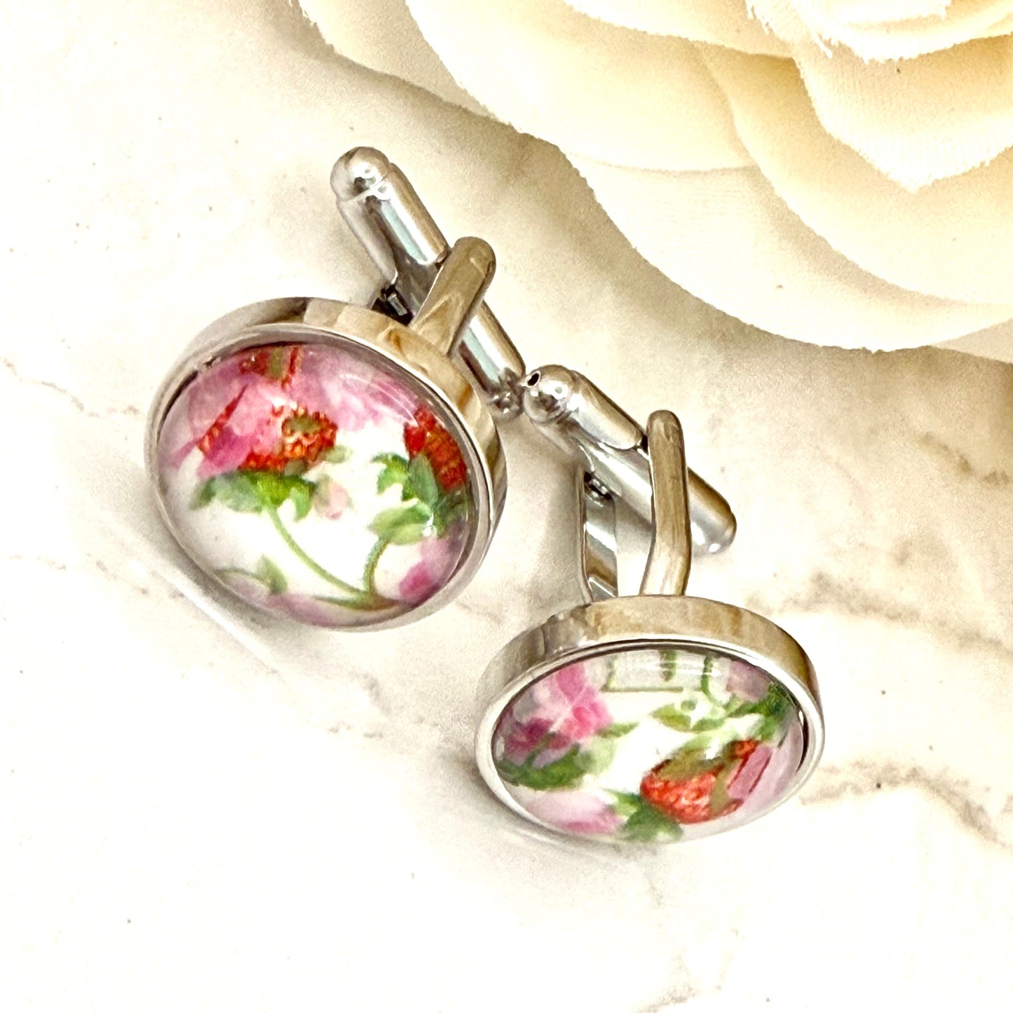 Fruit & Flower 4th Anniversary Cufflinks Handmade