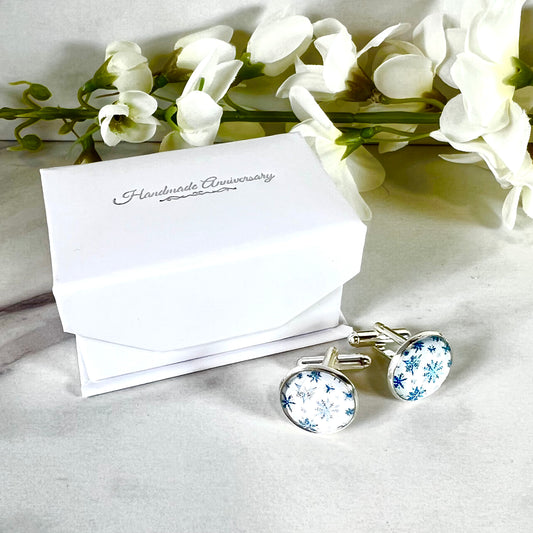 Snowflake Silver Plated Cufflinks Handmade