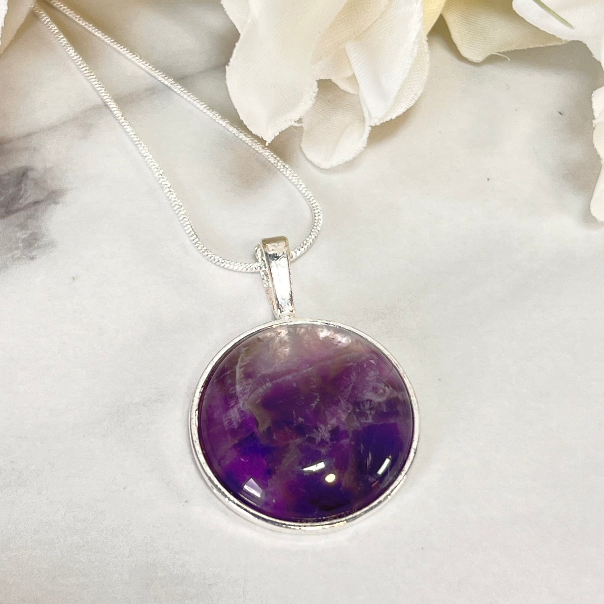 Amethyst 33rd Anniversary Pendant & Earrings Jewellery Set Handmade-Pendant & Earrings-Handmadeanniversary-Handmade Anniversary