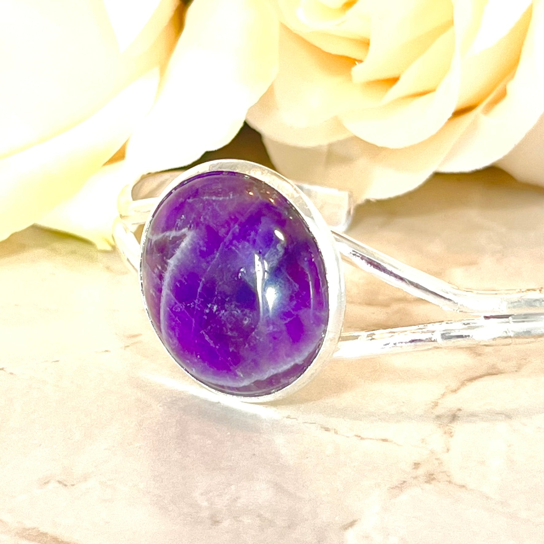 Amethyst 33rd Wedding Anniversary Silver Plated Bangle Bracelet Handmade-Bangle-Handmadeanniversary-Handmade Anniversary
