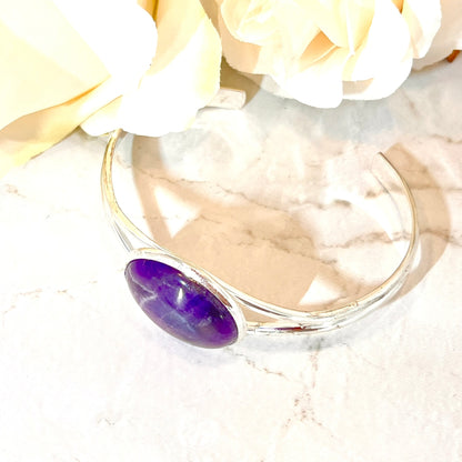 Amethyst 33rd Wedding Anniversary Silver Plated Bangle Bracelet Handmade-Bangle-Handmadeanniversary-Handmade Anniversary