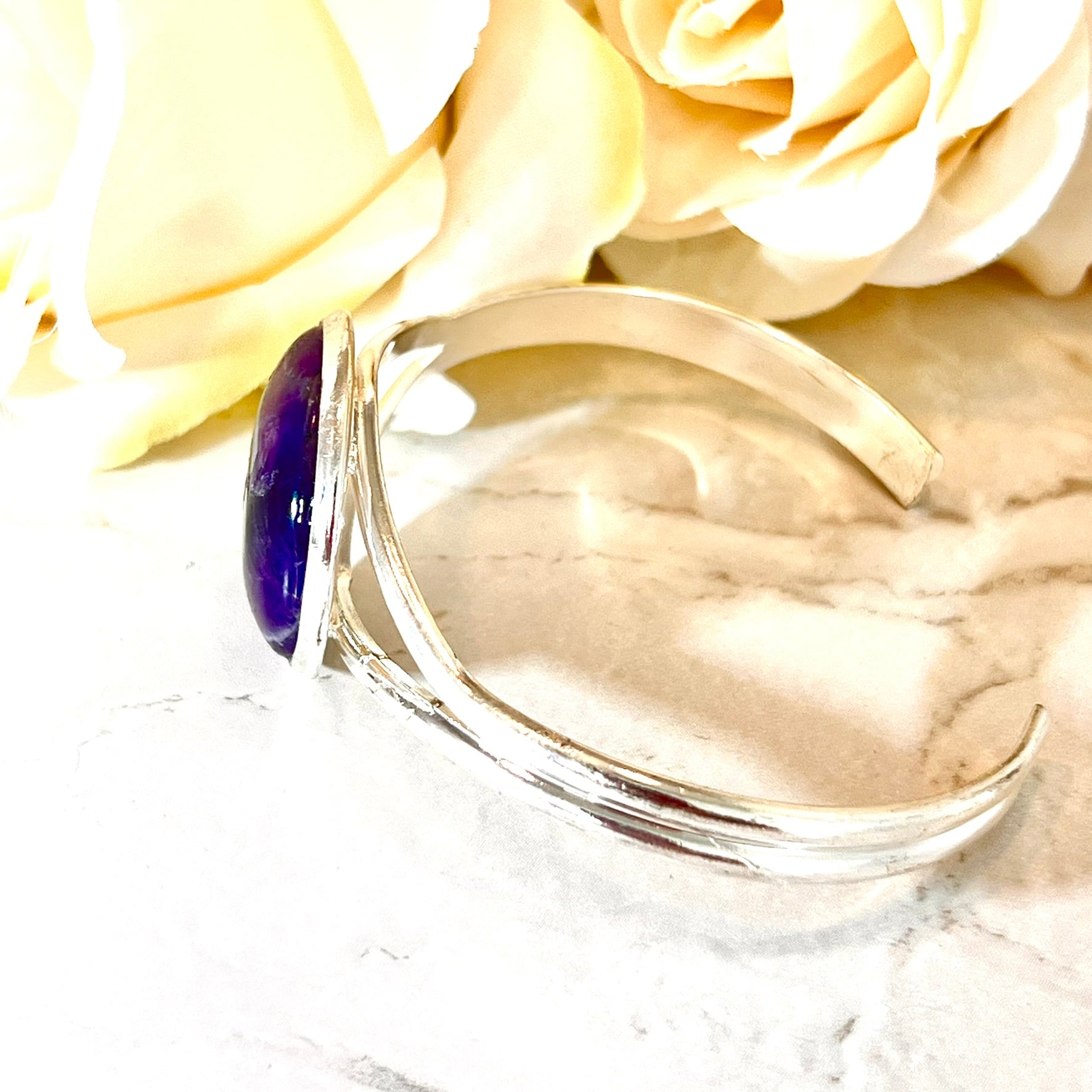 Amethyst 33rd Wedding Anniversary Silver Plated Bangle Bracelet Handmade-Bangle-Handmadeanniversary-Handmade Anniversary