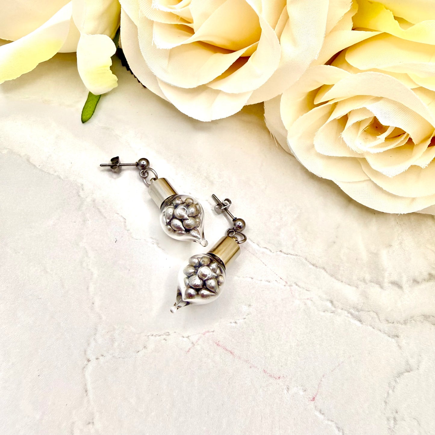 Sparkling Tin Anniversary Stud Earrings Handmade