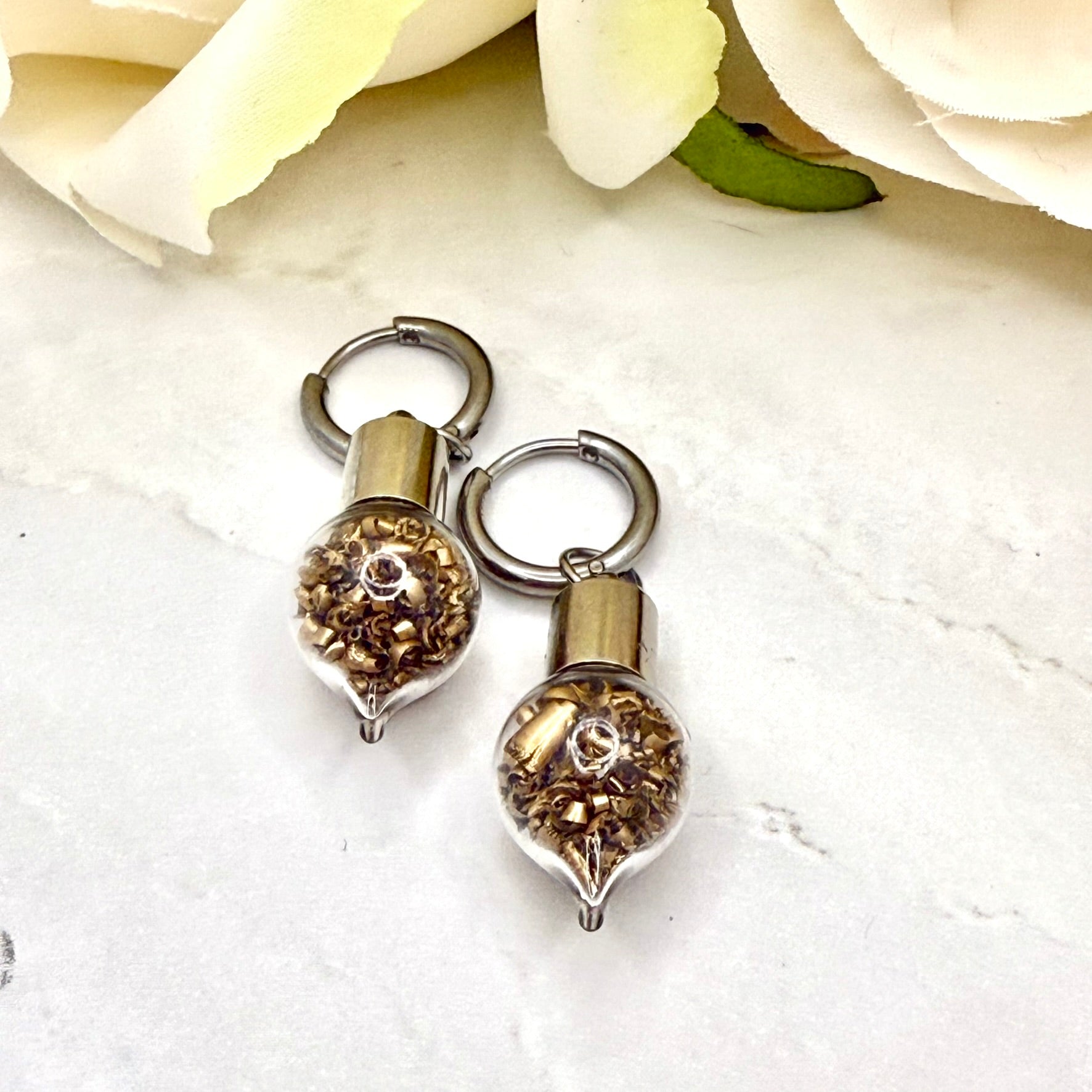 Bronze 19th Wedding Anniversary Huggie Earrings – Elegant Drop Design-Pendant & Earrings-Handmadeanniversary-Handmade Anniversary