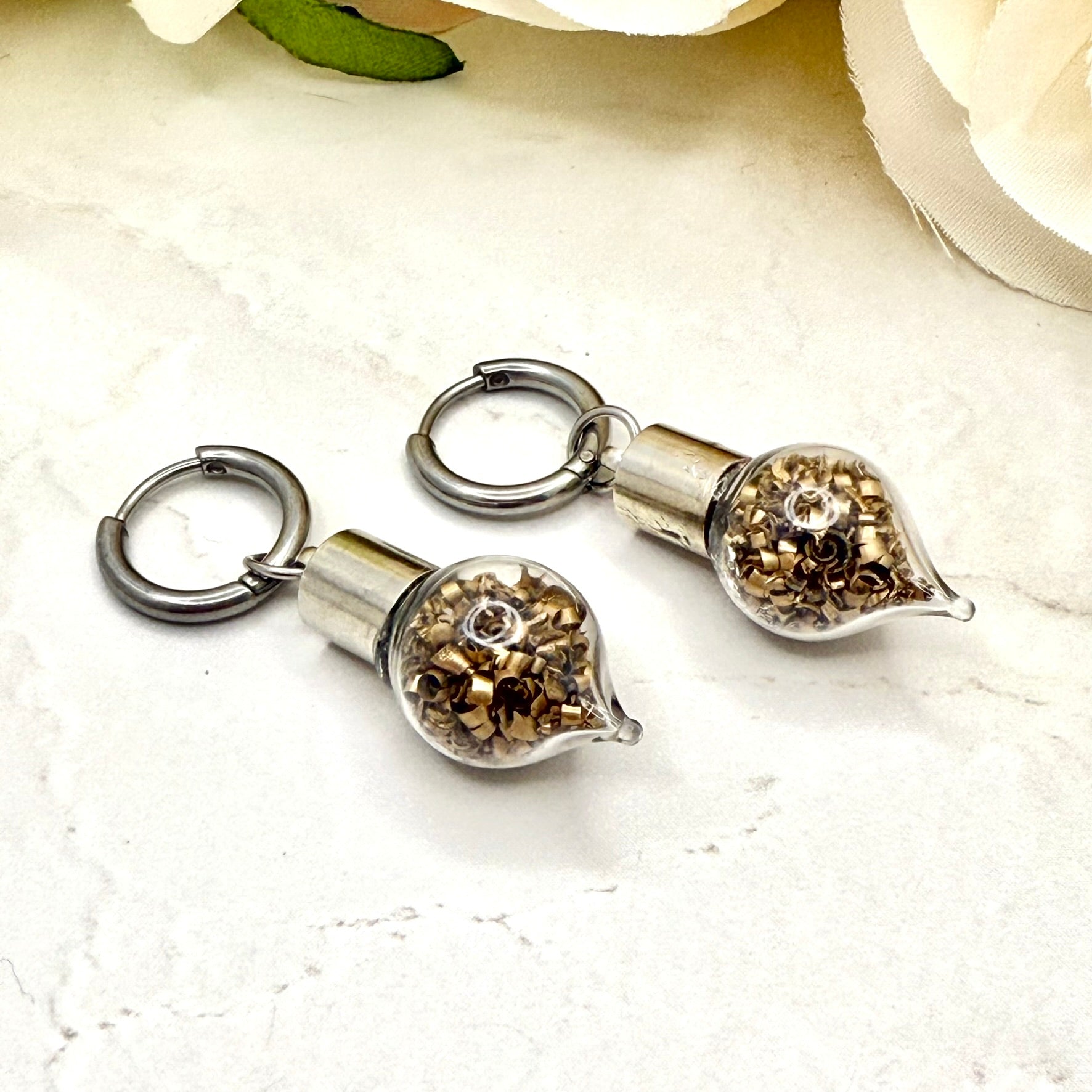 Bronze 19th Wedding Anniversary Huggie Earrings – Elegant Drop Design-Pendant & Earrings-Handmadeanniversary-Handmade Anniversary