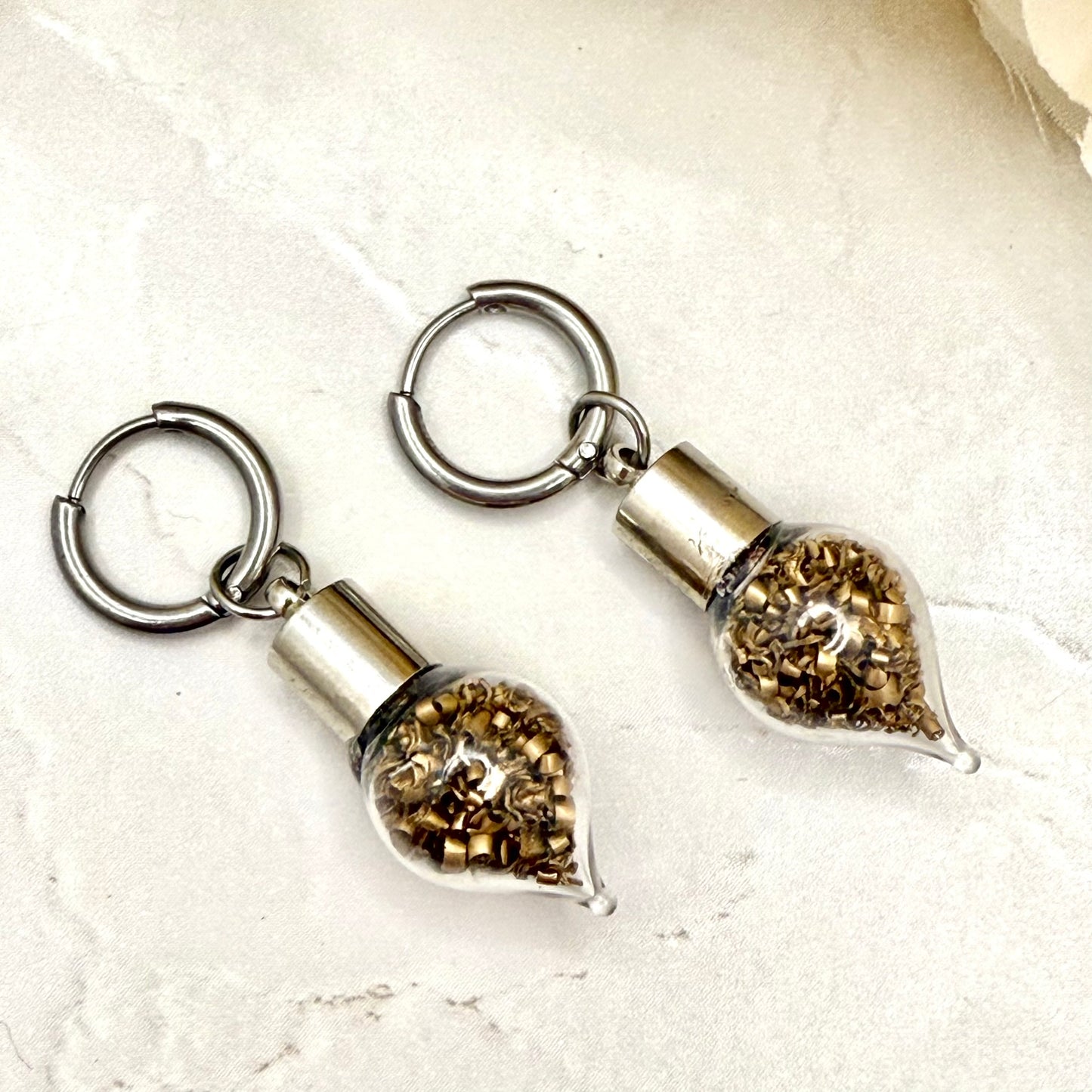 Bronze 19th Wedding Anniversary Huggie Earrings – Elegant Drop Design-Pendant & Earrings-Handmadeanniversary-Handmade Anniversary