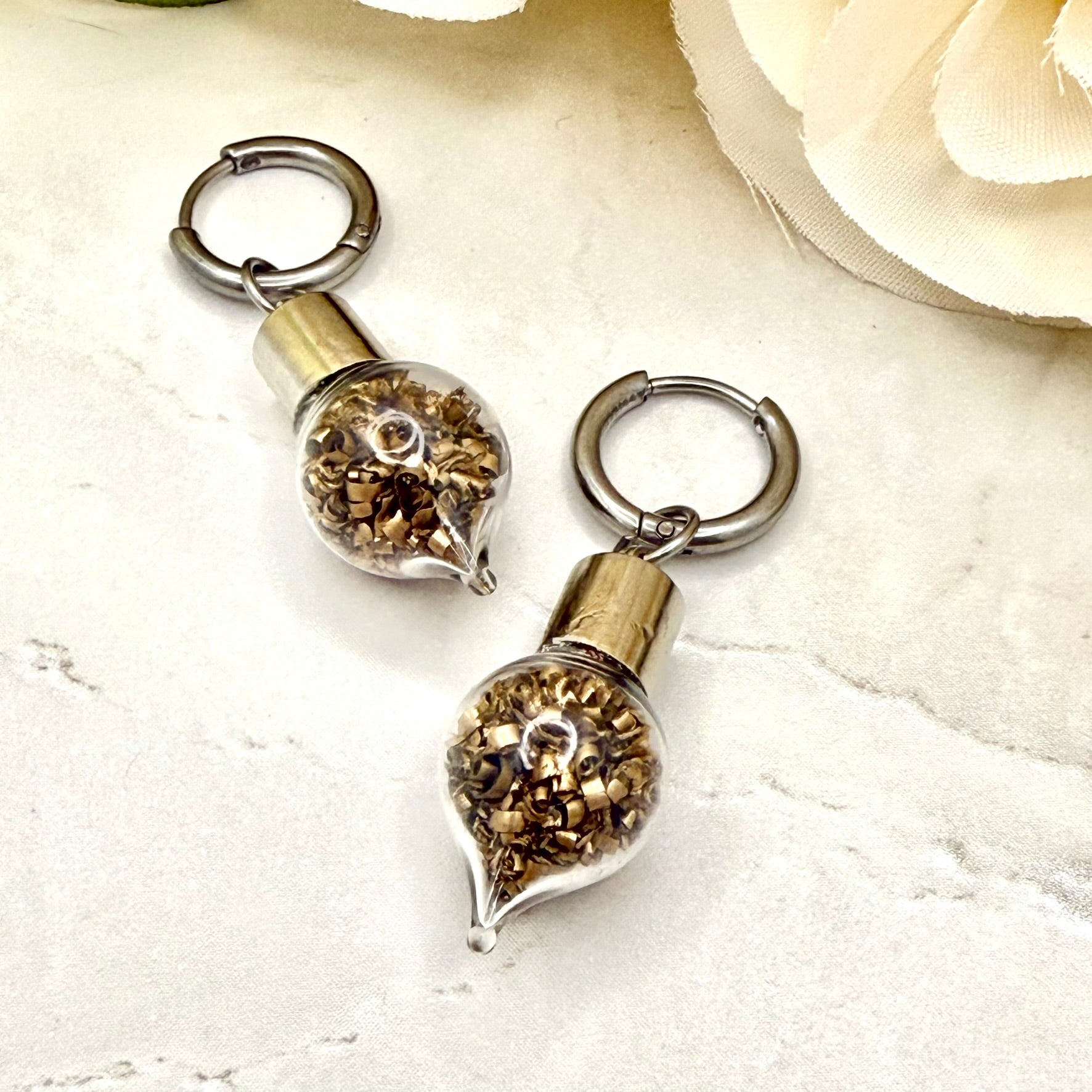 Bronze 19th Wedding Anniversary Huggie Earrings – Elegant Drop Design-Pendant & Earrings-Handmadeanniversary-Handmade Anniversary
