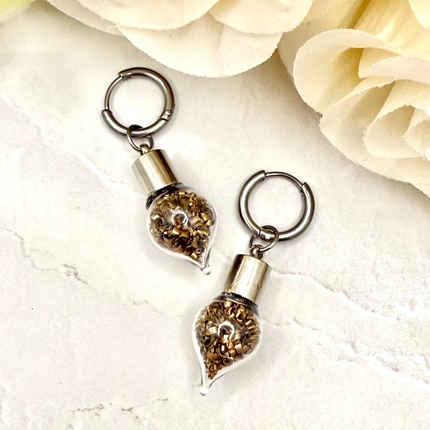 Bronze 19th Wedding Anniversary Huggie Earrings – Elegant Drop Design-Pendant & Earrings-Handmadeanniversary-Handmade Anniversary