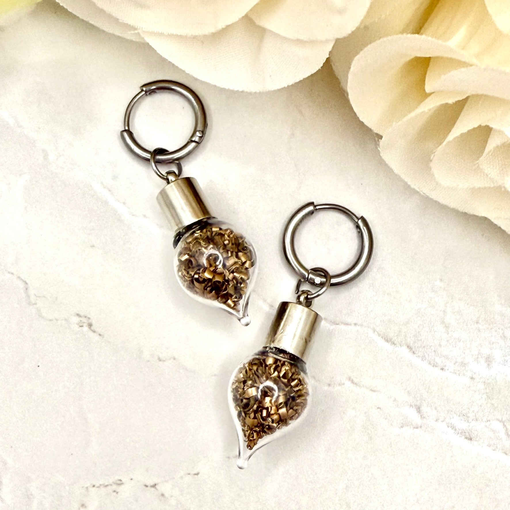 Bronze 19th Wedding Anniversary Huggie Earrings – Elegant Drop Design-Pendant & Earrings-Handmadeanniversary-Handmade Anniversary