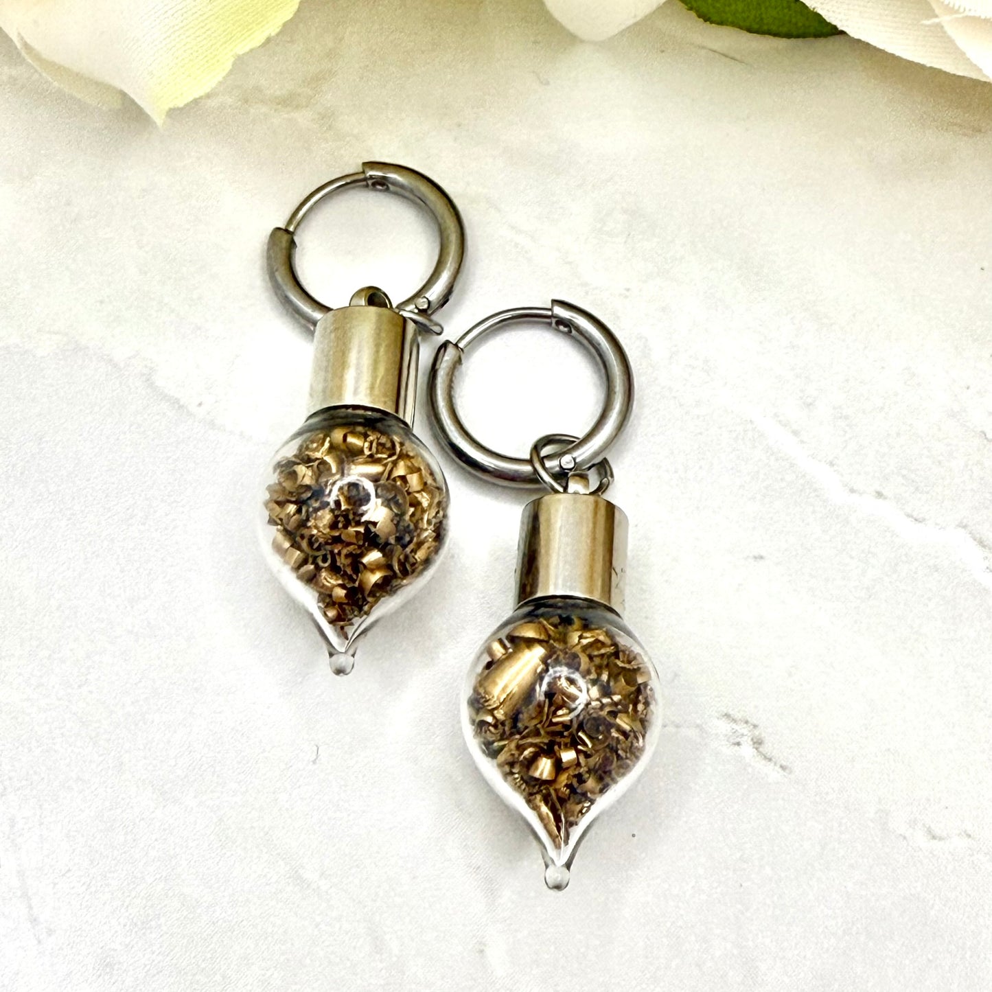 Bronze 19th Wedding Anniversary Huggie Earrings – Elegant Drop Design-Pendant & Earrings-Handmadeanniversary-Earrings Only-Handmade Anniversary