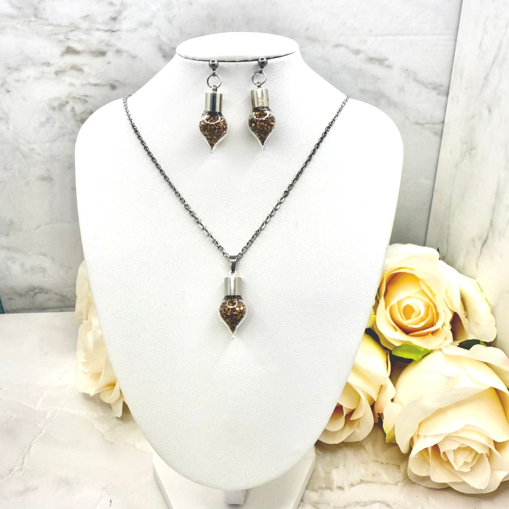 Bronze 19th Wedding Anniversary Stud Drop Earrings – Classic Gift for Her-Pendant & Earrings-Handmadeanniversary-Add Pendant-Handmade Anniversary