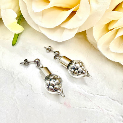 Sparkling Tin Anniversary Stud Earrings Handmade