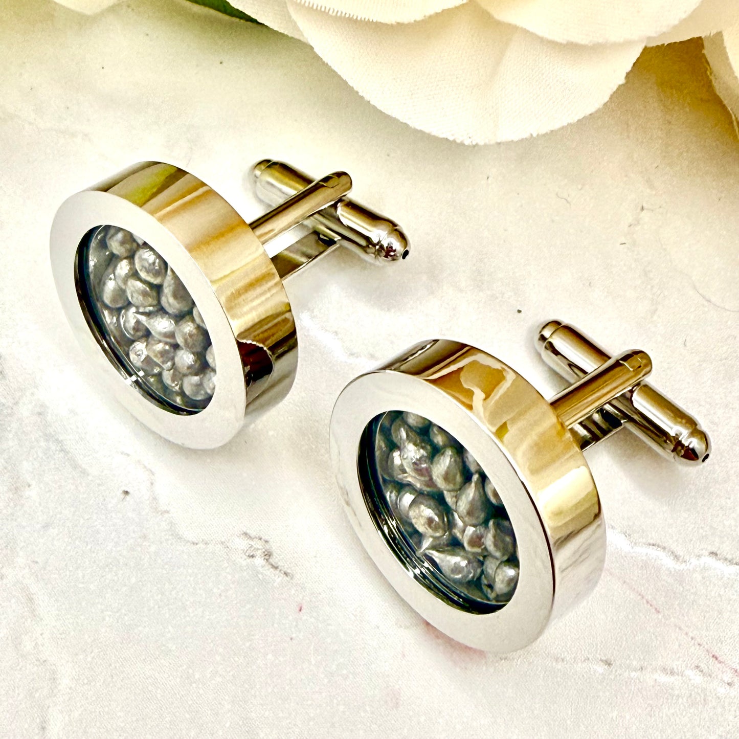 Luxury Statement Tin Anniversary Cufflinks Handmade
