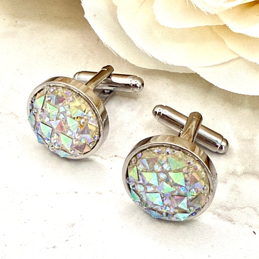 Crystal 15th Anniversary Cufflinks Handmade