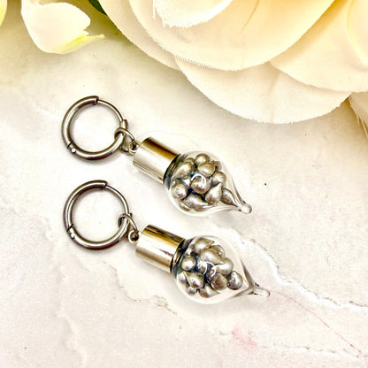 Sparkling Tin Anniversary Huggie Earrings Handmade