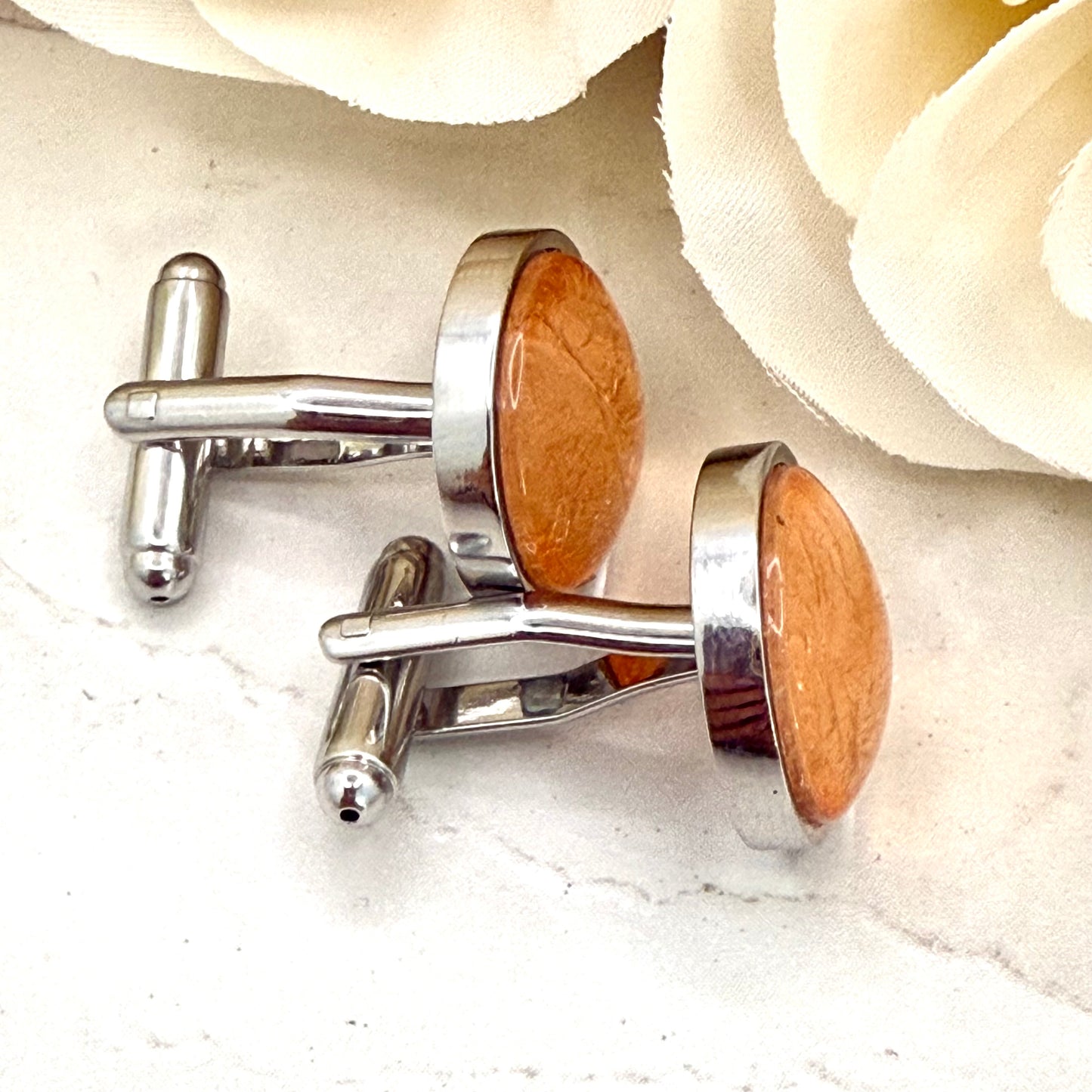 Copper 7th Anniversary Cufflinks Handmade-Cufflinks-Handmadeanniversary-Handmade Anniversary