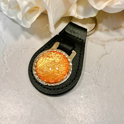 Copper 7th Anniversary Leather Key Fob Keyring Handmade-Keyring-Handmadeanniversary-Handmade Anniversary
