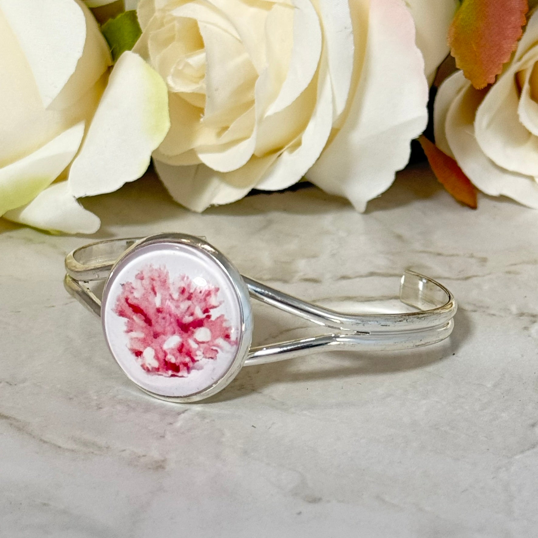 Coral 35th Anniversary Bangle Bracelet Handmade-Bangle-Handmadeanniversary-Handmade Anniversary