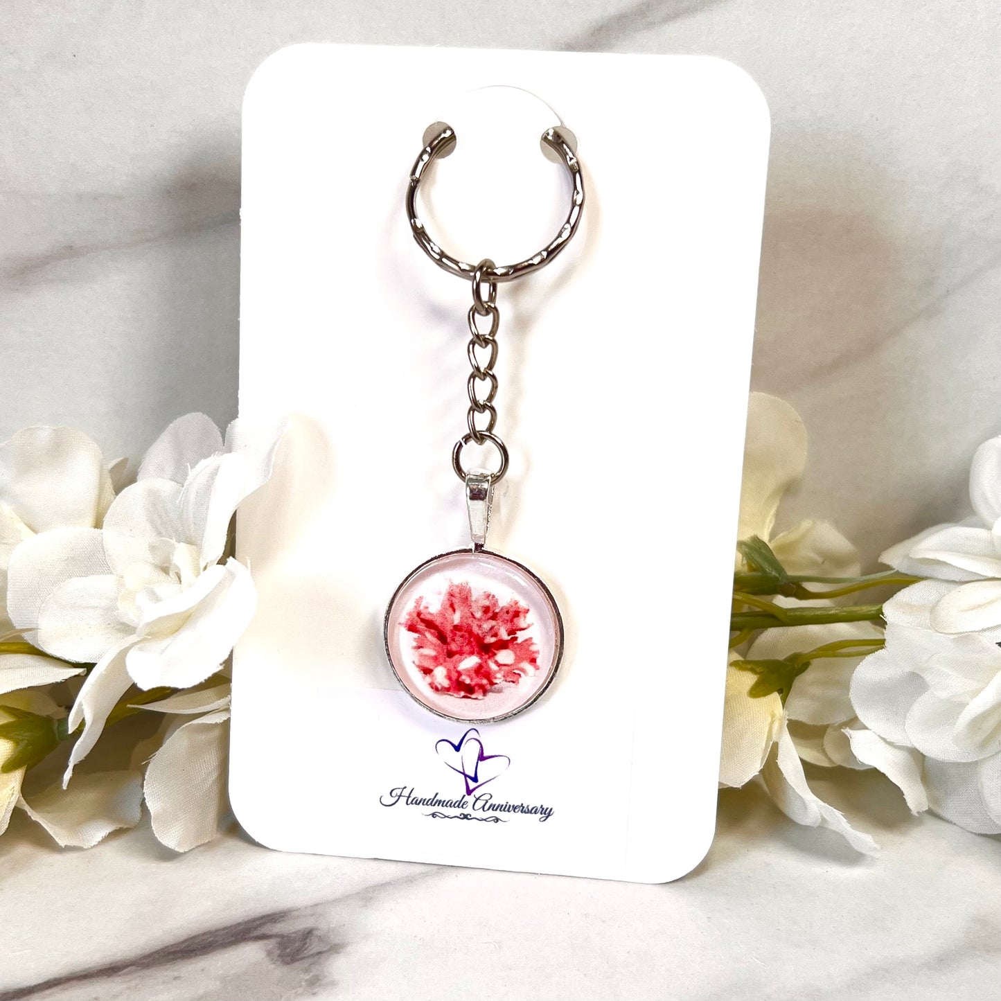 Coral 35th Anniversary Keyring Handmade-Keyring-Handmadeanniversary-Handmade Anniversary