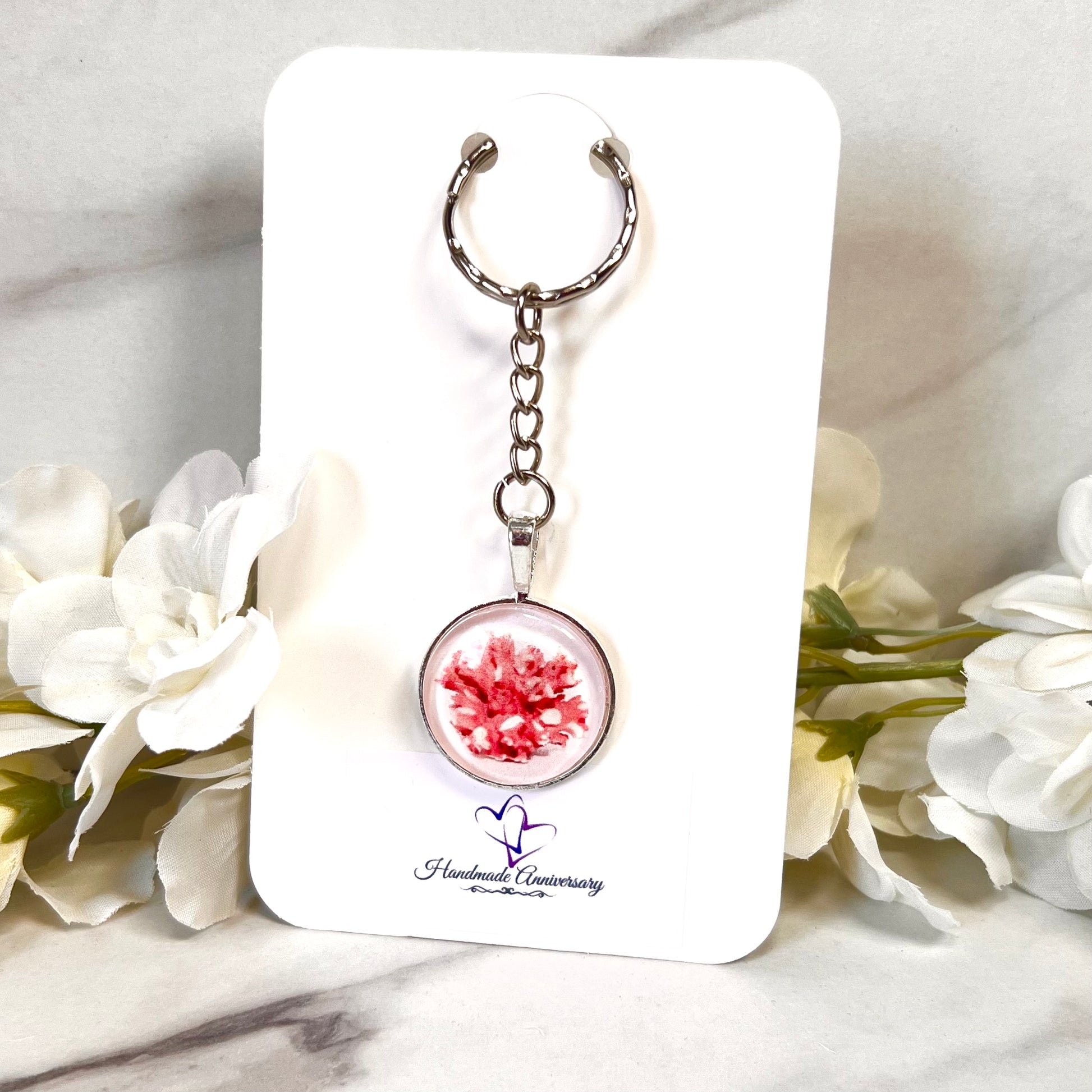 Coral 35th Anniversary Keyring Handmade-Keyring-Handmadeanniversary-Handmade Anniversary
