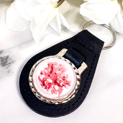 Coral 35th Anniversary Leather Key Fob Handmade-Keyring-Handmadeanniversary-Handmade Anniversary