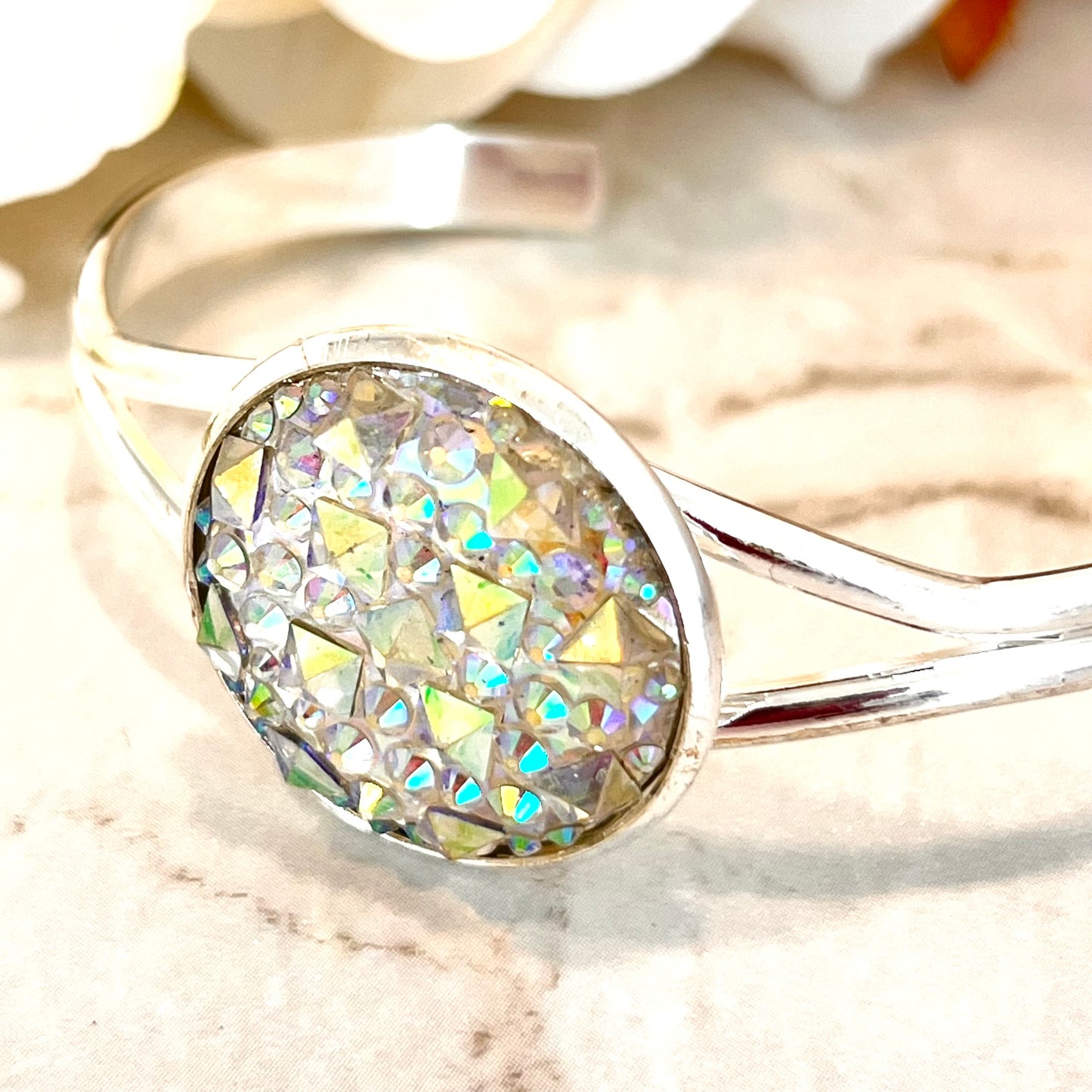 Crystal 15th Anniversary Bangle Bracelet Handmade-Bangle-Handmadeanniversary-Handmade Anniversary