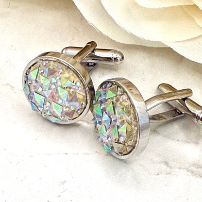 Crystal 15th Anniversary Cufflinks Handmade-Cufflinks-Handmadeanniversary-Handmade Anniversary