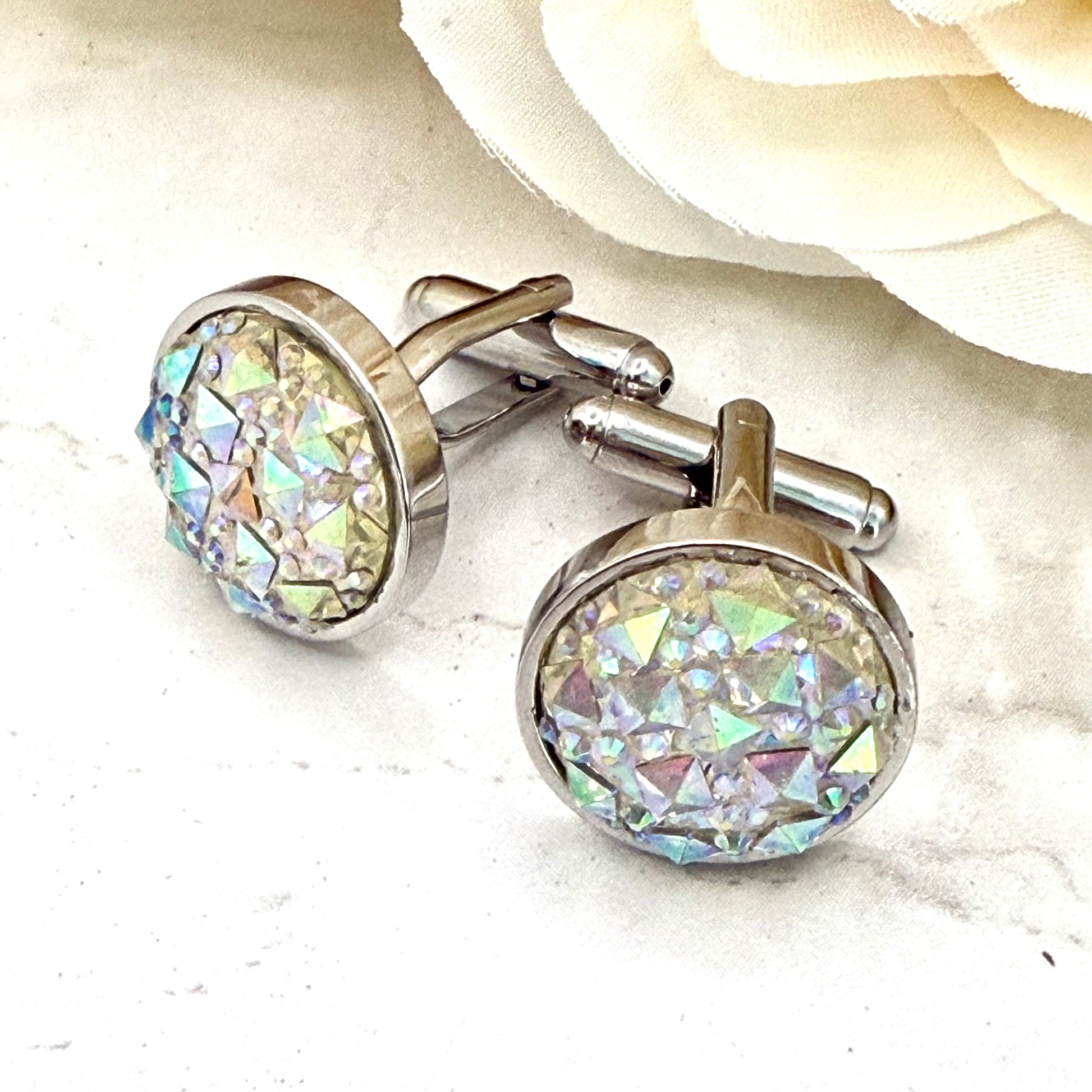 Crystal 15th Anniversary Cufflinks Handmade-Cufflinks-Handmadeanniversary-Handmade Anniversary