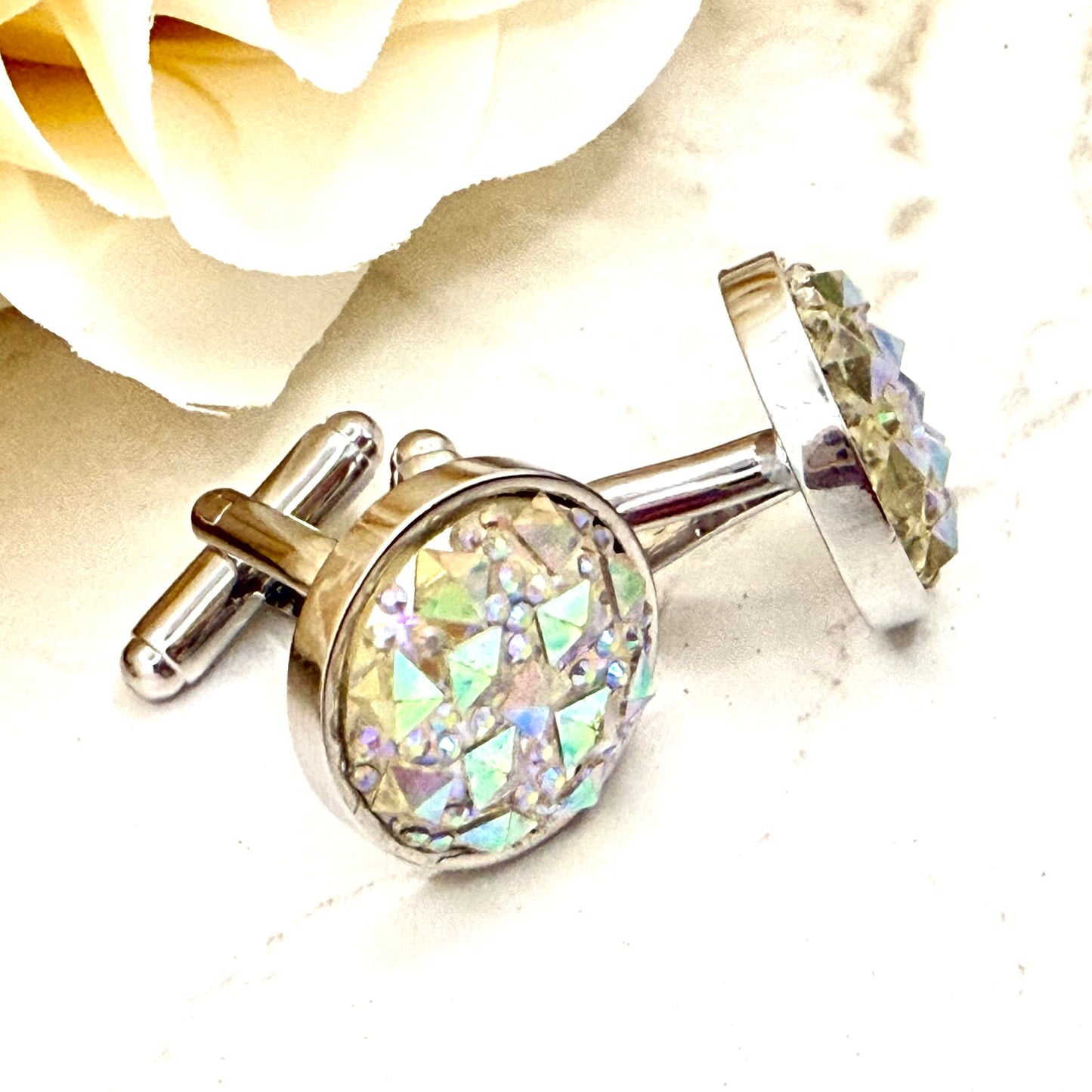Crystal 15th Anniversary Cufflinks Handmade-Cufflinks-Handmadeanniversary-Handmade Anniversary