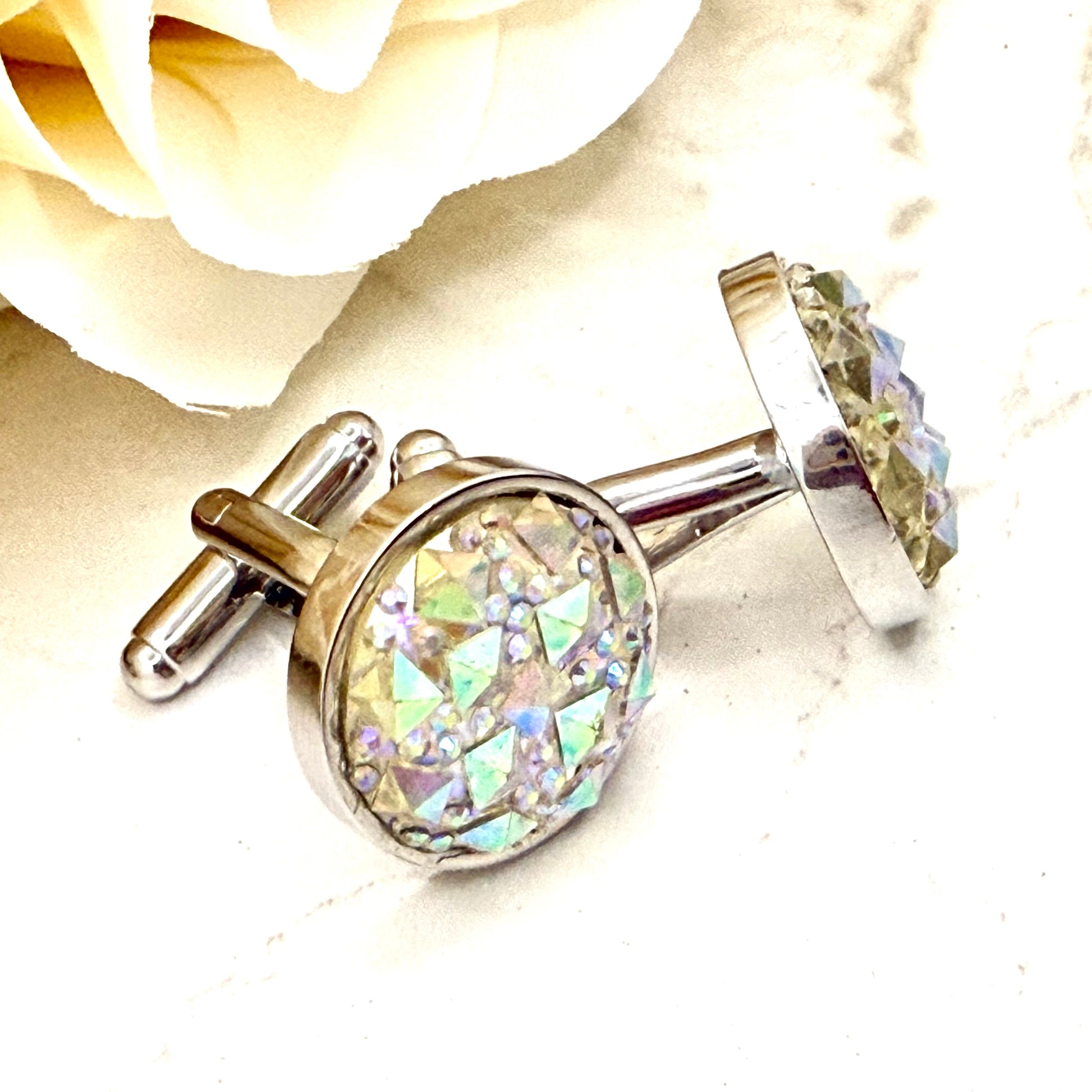 Crystal 15th Anniversary Cufflinks Handmade-Cufflinks-Handmadeanniversary-Handmade Anniversary