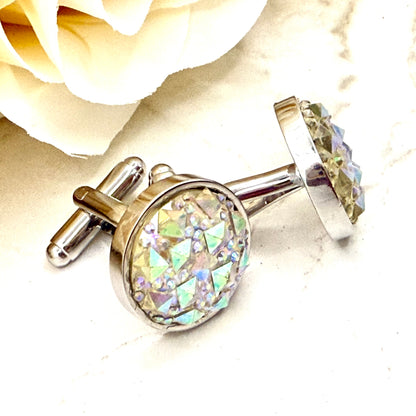 Crystal 15th Anniversary Cufflinks Handmade-Cufflinks-Handmadeanniversary-Handmade Anniversary
