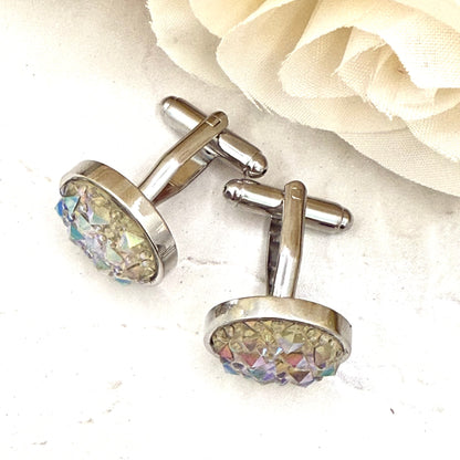 Crystal 15th Anniversary Cufflinks Handmade-Cufflinks-Handmadeanniversary-Handmade Anniversary