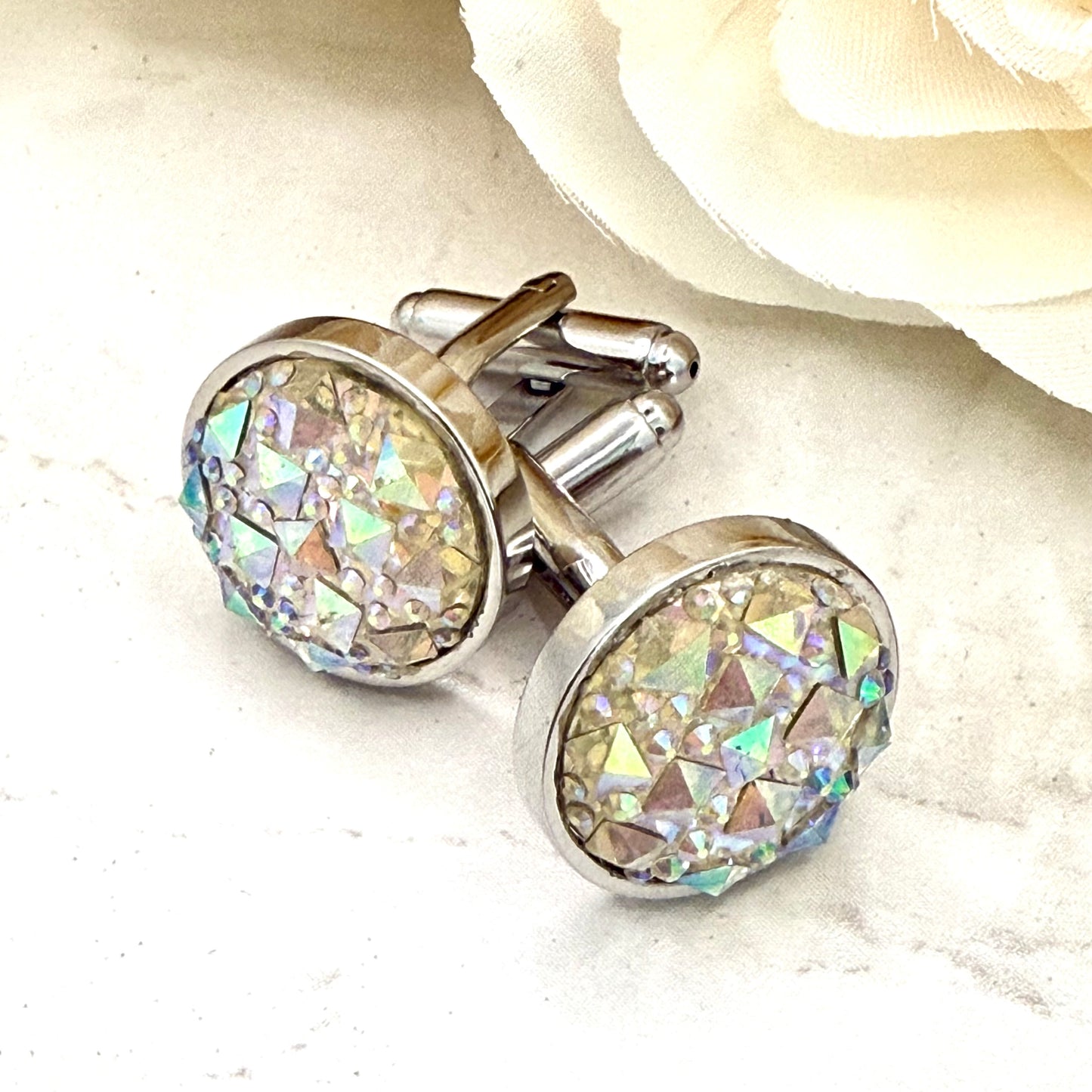 Crystal 15th Anniversary Cufflinks Handmade-Cufflinks-Handmadeanniversary-Handmade Anniversary