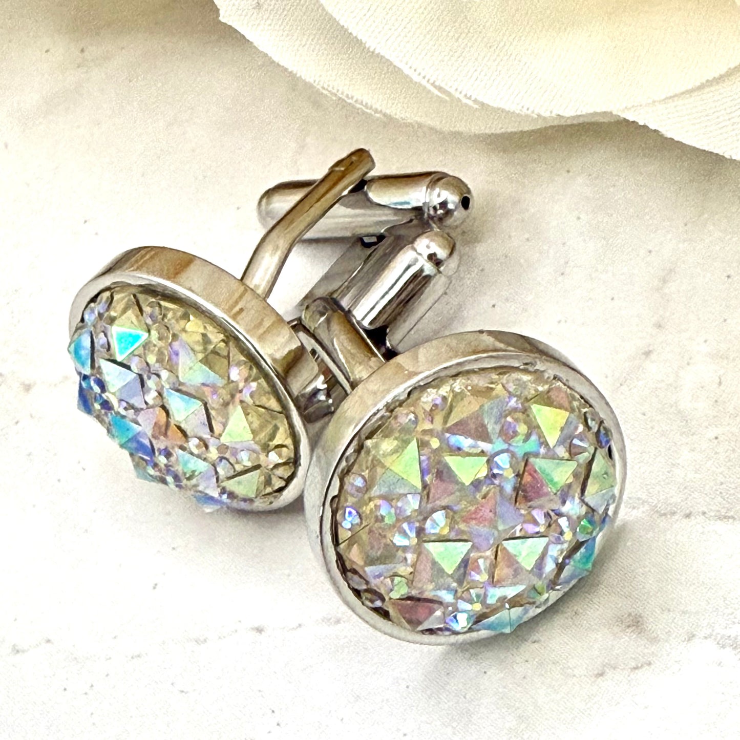 Crystal 15th Anniversary Cufflinks Handmade-Cufflinks-Handmadeanniversary-Handmade Anniversary