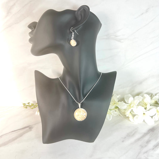 Golden Glow Pendant & Drop Earrings Jewellery Set Handmade