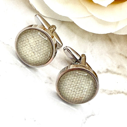 Linen 8th Anniversary Cufflinks Handmade
