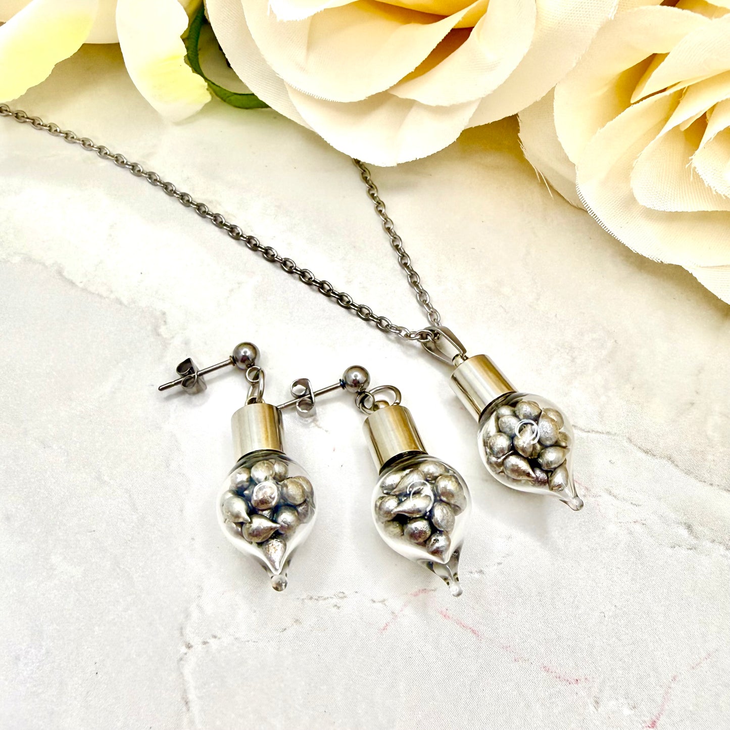 Sparkling Tin Anniversary Pendant & Earrings Jewellery Set