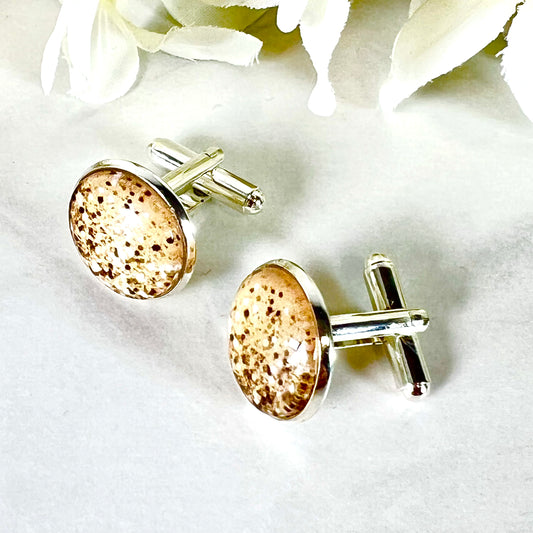 Golden Glow Silver Plated Cufflinks Handmade