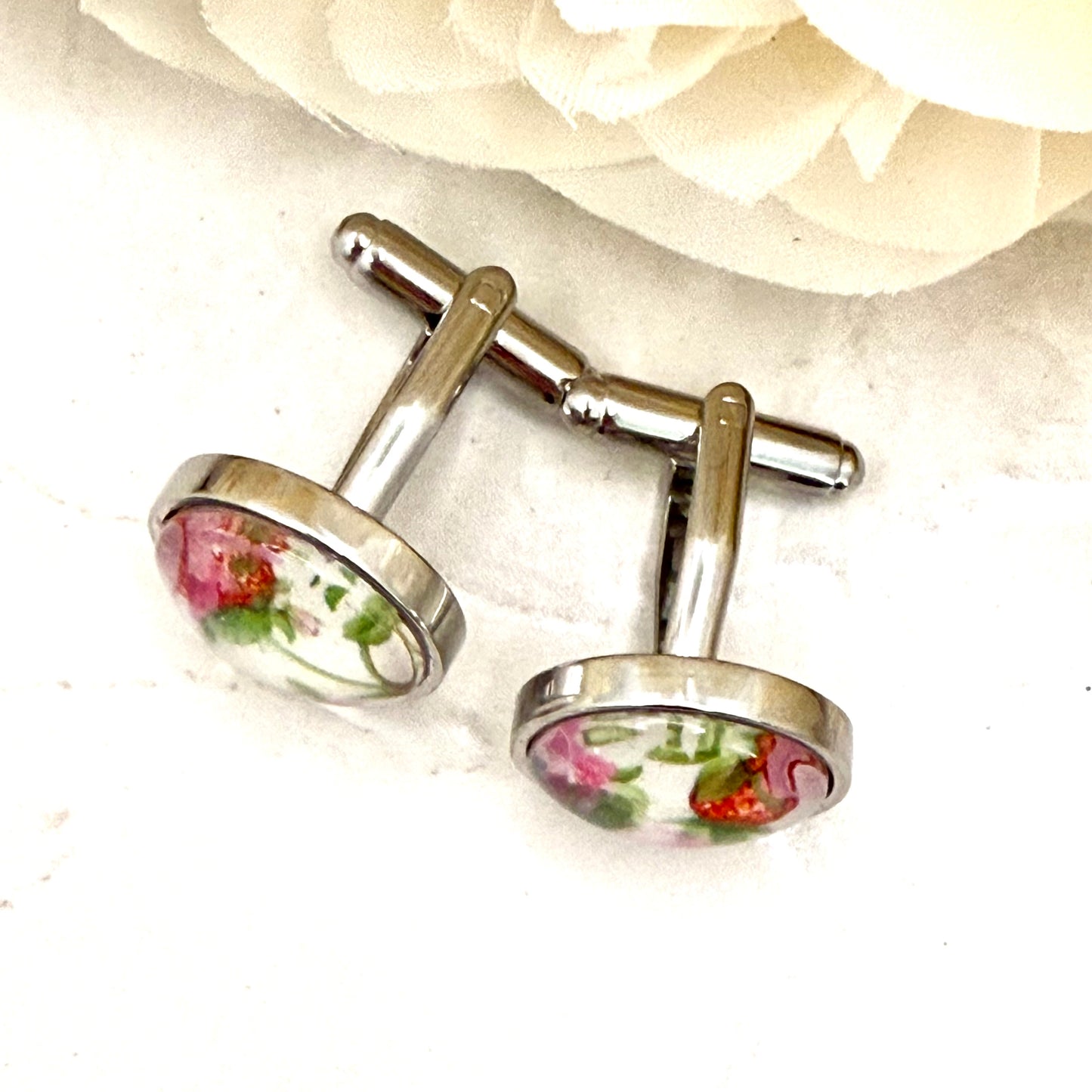 Fruit & Flower 4th Anniversary Cufflinks Handmade