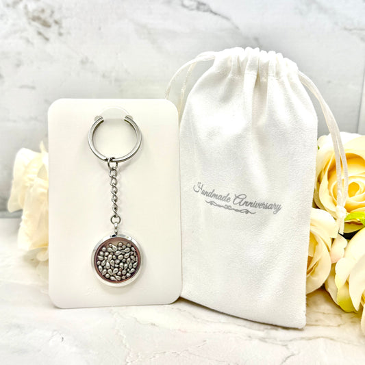 Double Sided Tin 10th Anniversary Keyring Handmade