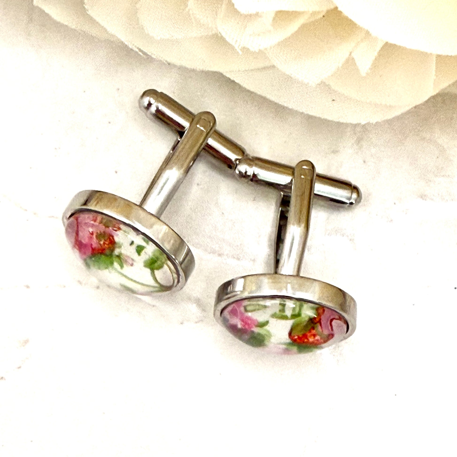 Fruit & Flower 4th Anniversary Cufflinks Handmade-Cufflinks-Handmadeanniversary-Handmade Anniversary